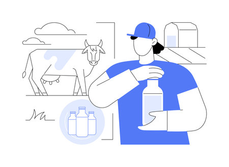 Fresh milk production isolated cartoon vector illustrations.のイラスト素材