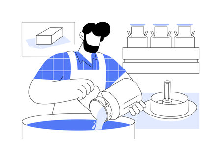 Butter production isolated cartoon vector illustrations.のイラスト素材
