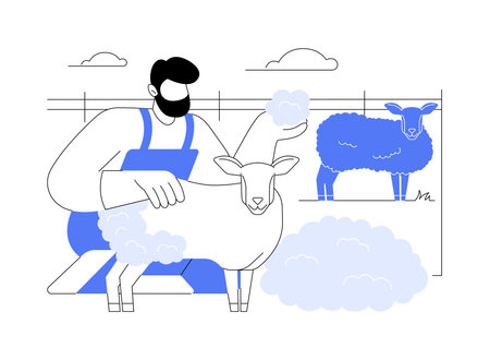 Sheep wool production isolated cartoon vector illustrations.のイラスト素材