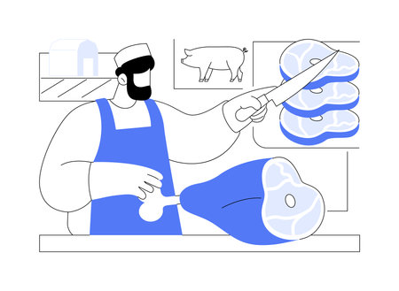 Farm meat products isolated cartoon vector illustrations.のイラスト素材