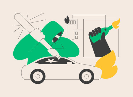 Mass riots abstract concept vector illustration.のイラスト素材