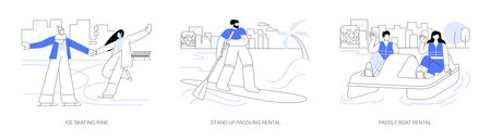 Active sport in city park isolated cartoon vector illustrations seのイラスト素材