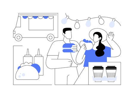 Enjoying the meal isolated cartoon vector illustrations.のイラスト素材