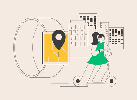 GPS kids tracker watches abstract concept vector illustration.のイラスト素材