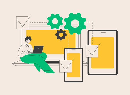 Cross-platform development abstract concept vector illustration.のイラスト素材