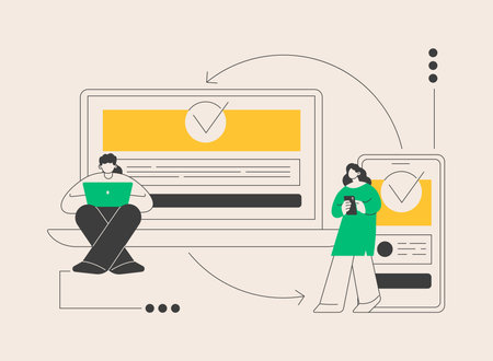 Cross-device syncing abstract concept vector illustration.のイラスト素材