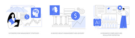 Accounting and Financial Management with AI abstract concept vector illustrations.のイラスト素材