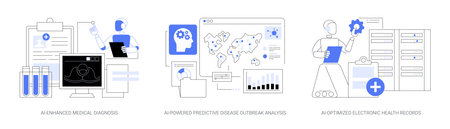 AI in Healthcare abstract concept vector illustrations.のイラスト素材