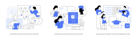 AI Technology in Education abstract concept vector illustrations.のイラスト素材