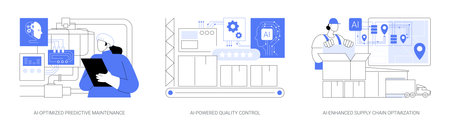 AI in Manufacturing abstract concept vector illustrations.のイラスト素材