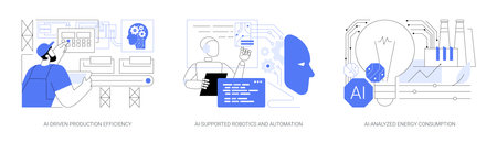 Artificial Intelligence in Manufacturing abstract concept vector illustrations.のイラスト素材