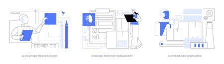 AI Technology in Manufacturing abstract concept vector illustrations.のイラスト素材