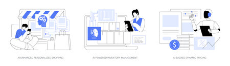 AI in E-commerce abstract concept vector illustrations.のイラスト素材