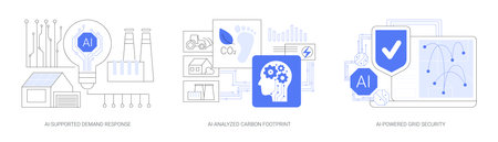 AI in energy consumption abstract concept vector illustrations.のイラスト素材