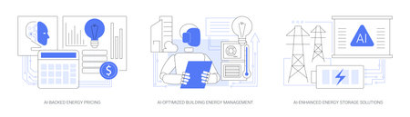AI in energy generation abstract concept vector illustrations.のイラスト素材