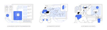 AI in Entertainment abstract concept vector illustrations.のイラスト素材