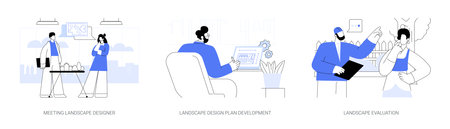 Landscape design in private house construction abstract concept vector illustrations.のイラスト素材