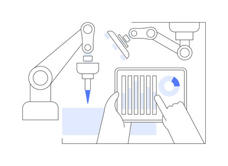 Industrial robotics isolated cartoon vector illustrations.のイラスト素材