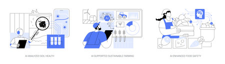 AI Technology in Agriculture abstract concept vector illustrations.のイラスト素材