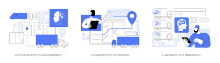 AI in Transportation and Logistics abstract concept vector illustrations.のイラスト素材