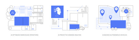 AI in Logistics and Warehousing abstract concept vector illustrations.のイラスト素材