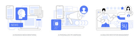 AI in Public Relations abstract concept vector illustrations.のイラスト素材