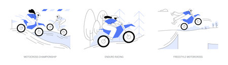 Motocross professional sport abstract concept vector illustrations.のイラスト素材