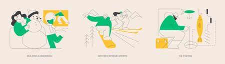Winter outdoor activities abstract concept vector illustrations.のイラスト素材