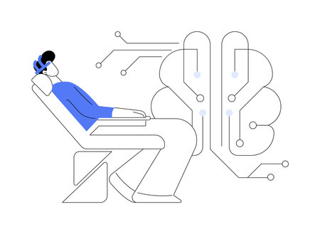 Brain-computer interface isolated cartoon vector illustrations.のイラスト素材