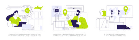 AI in Supply Chain Management abstract concept vector illustrations.のイラスト素材