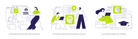 AI in Human Resources abstract concept vector illustrations.のイラスト素材