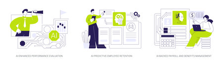 Artificial intelligence in HR abstract concept vector illustrations.のイラスト素材