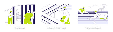 Rough carpentry in residential building abstract concept vector illustrations.のイラスト素材