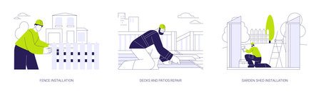 Landscape works in private house building abstract concept vector illustrations.のイラスト素材