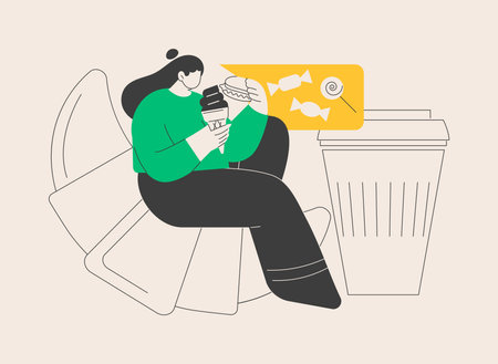 Overeating addiction abstract concept vector illustration.のイラスト素材
