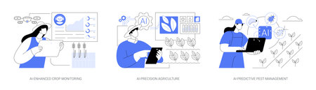 AI in Agriculture abstract concept vector illustrations.のイラスト素材