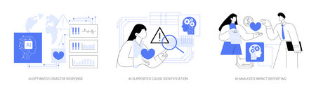 AI Technology for Nonprofit and Social Impact abstract concept vector illustrations.のイラスト素材