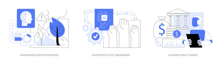 AI in Public Services abstract concept vector illustrations.のイラスト素材