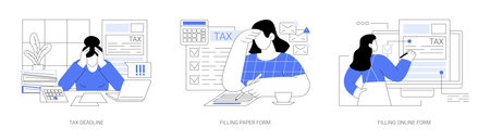 Filing taxes isolated cartoon vector illustrations seのイラスト素材
