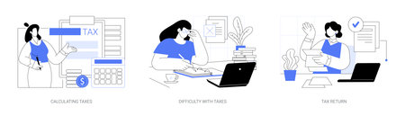 Calculating taxes isolated cartoon vector illustrations seのイラスト素材