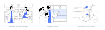 Drugstore products abstract concept vector illustrations.のイラスト素材