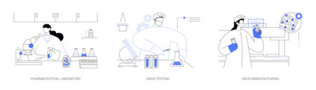 Drug manufacturing abstract concept vector illustrations.のイラスト素材