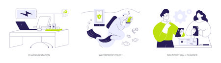 Electronics accessories and supplies abstract concept vector illustrations.のイラスト素材