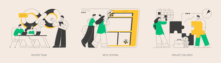 IT teamwork abstract concept vector illustrations.のイラスト素材