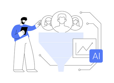AI-Enhanced Sales Funnel Optimization abstract concept vector illustration.のイラスト素材