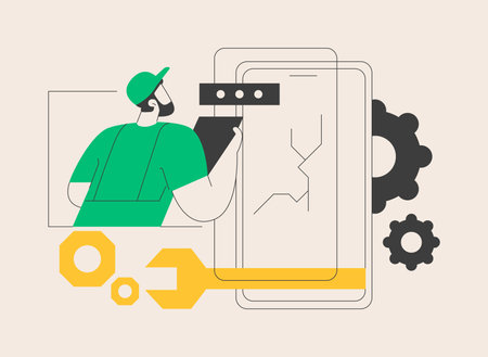 Smartphone repair abstract concept vector illustration.のイラスト素材