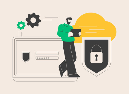 Cloud computing security abstract concept vector illustration.のイラスト素材