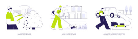 Backyard maintenance service abstract concept vector illustrations.のイラスト素材