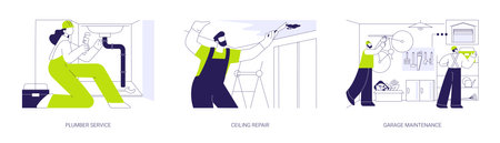 Property maintenance services abstract concept vector illustrations.のイラスト素材
