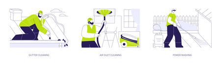 Property cleaning services abstract concept vector illustrations.のイラスト素材